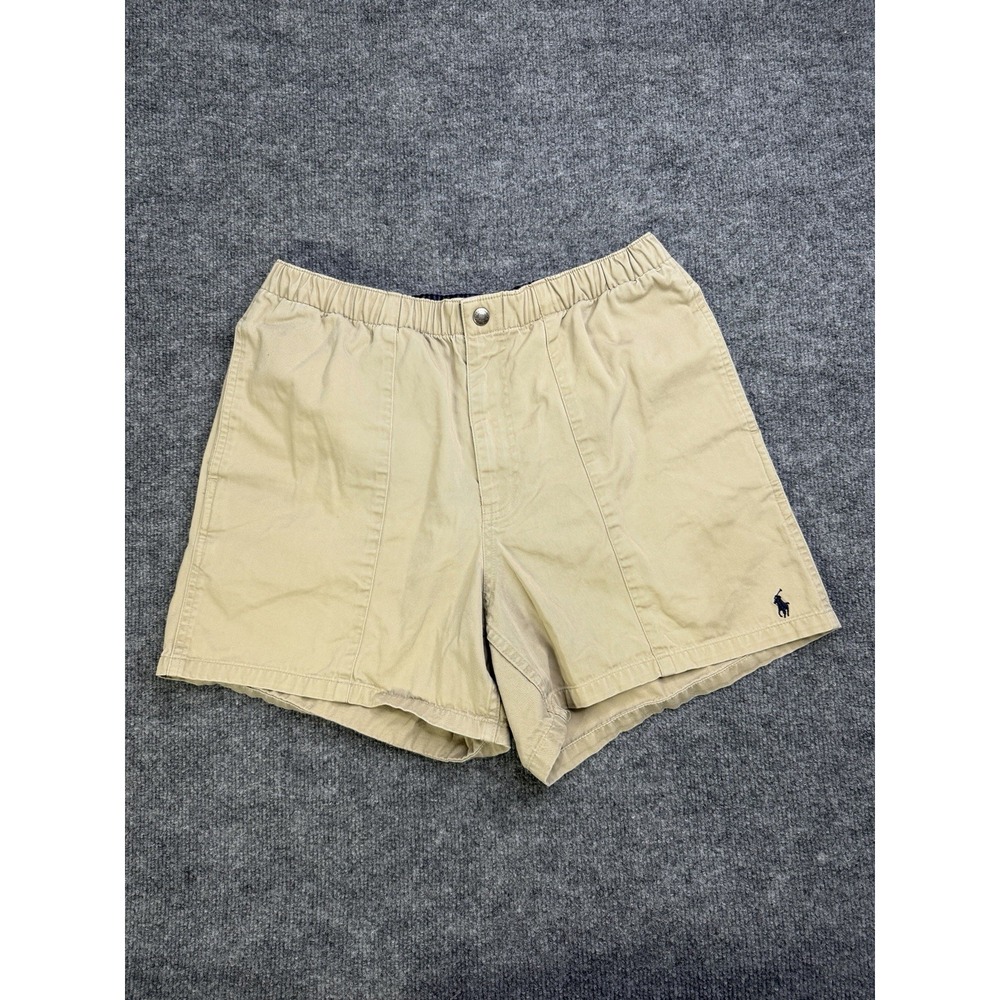 Vintage 90's Polo Ralph Lauren Khaki Shorts Men Small Elastic Waist 100% Cotton